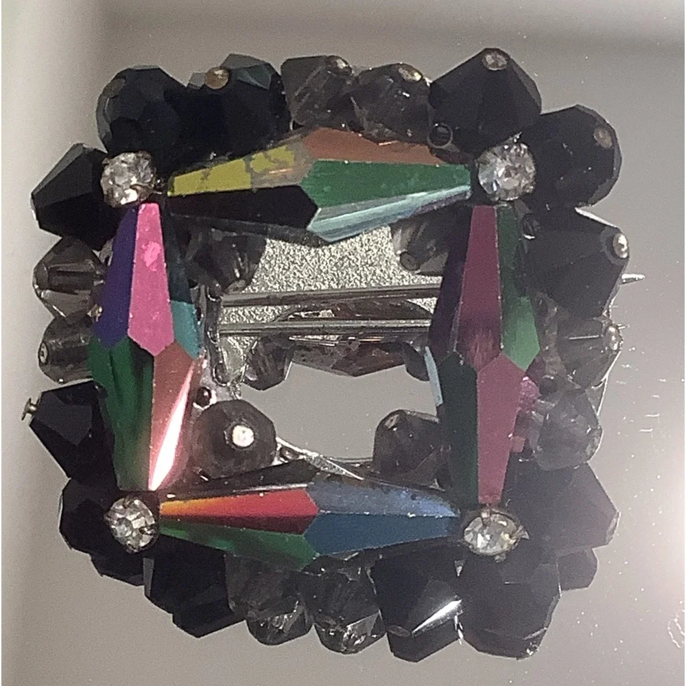 Square Black/Multicolor Brooch